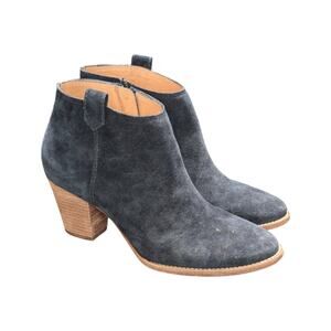 Madewell Billie Boot Black Suede Leather Upper Ankle Booties Womens 8.5 Heels